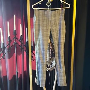 Cropped ankle stretch plaid pant